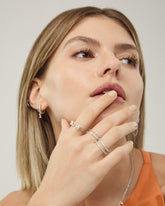Open Love Silver Ring, White Rhodium, Premium Cubic Zirconia + Give Fun Gift